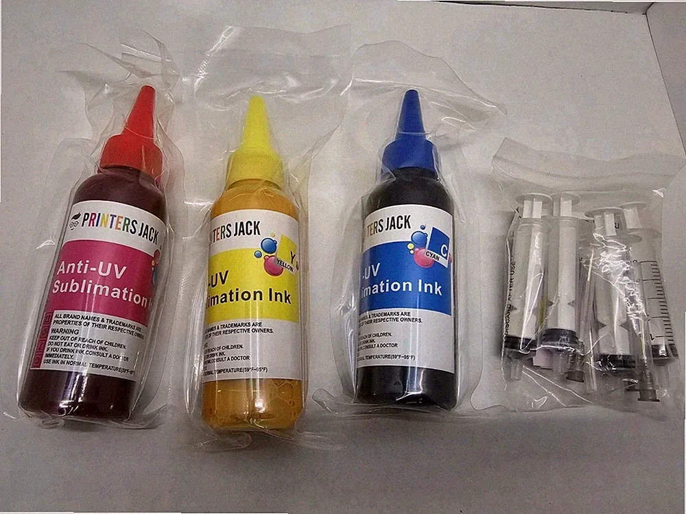 3 Unopened Bottles Printers Jack Anti UV Sublimation Ink Refills Missing Black