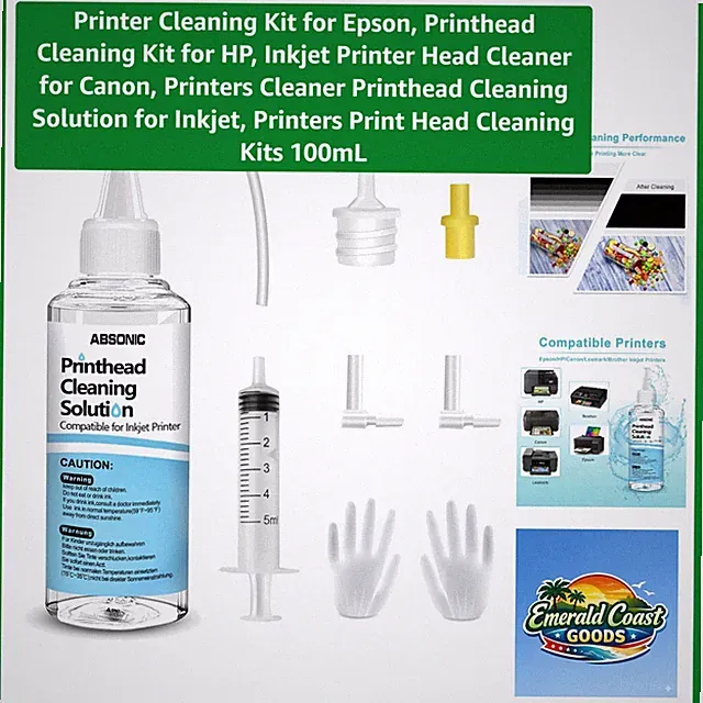 All-in-One Printhead Cleaner Kit - 100mL Solution with Tools for Inkjet Printers