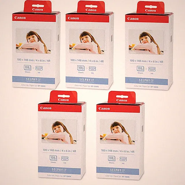 Canon KP-108IN 4x6 SELPHY Color Ink and Paper Set, Total 540 Sheets , 5 Packs