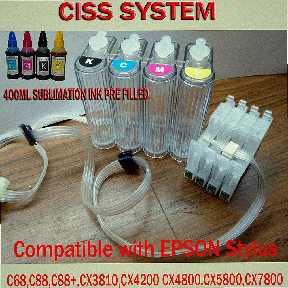 CISS Continuous Ink Supply System Compatible Epson C68,C88,C88+ SUBLIMATION INK