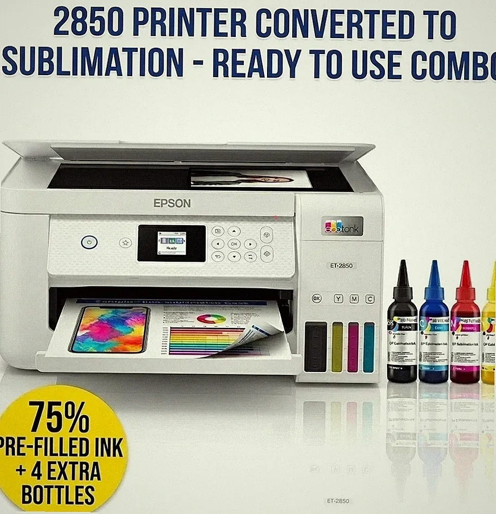 Epson EcoTank ET-2850–Ready for Sublimation Printing + Extra Ink Included *READ*
