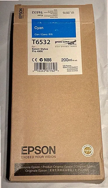 Epson T6532 Cyan 200ml Pigment Ink Cartridge Stylus Pro 4900 EXP 12.2015