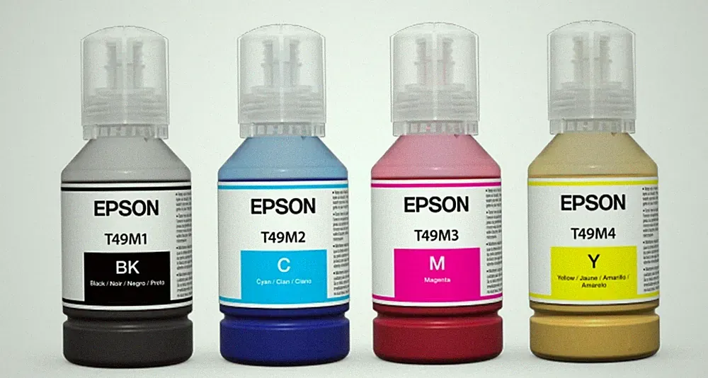 GENUINE OEM Epson Dye Sublimation CMYK 140 ml 4-Ink Set For F170 & F570 (T49M)