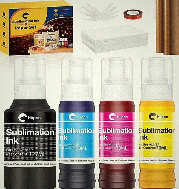 Hiipoo Sublimation Ink Set with 110 Sheet Sublimation Paper 8.5x11” Teflon Sheet