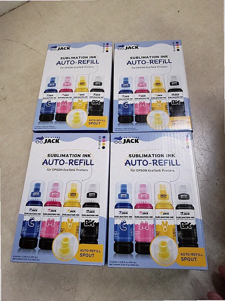 Lot of 4 - Printers Jack Sublimation Ink Auto-Refill for EPSON EcoTank (4 Color)