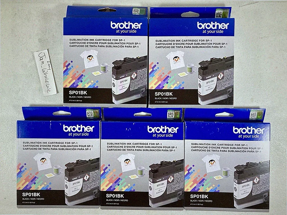 (LOT OF 5) GENUINE Brother SP01BK Black Ink SP-1 Sublimation Printer NEW SEALED!