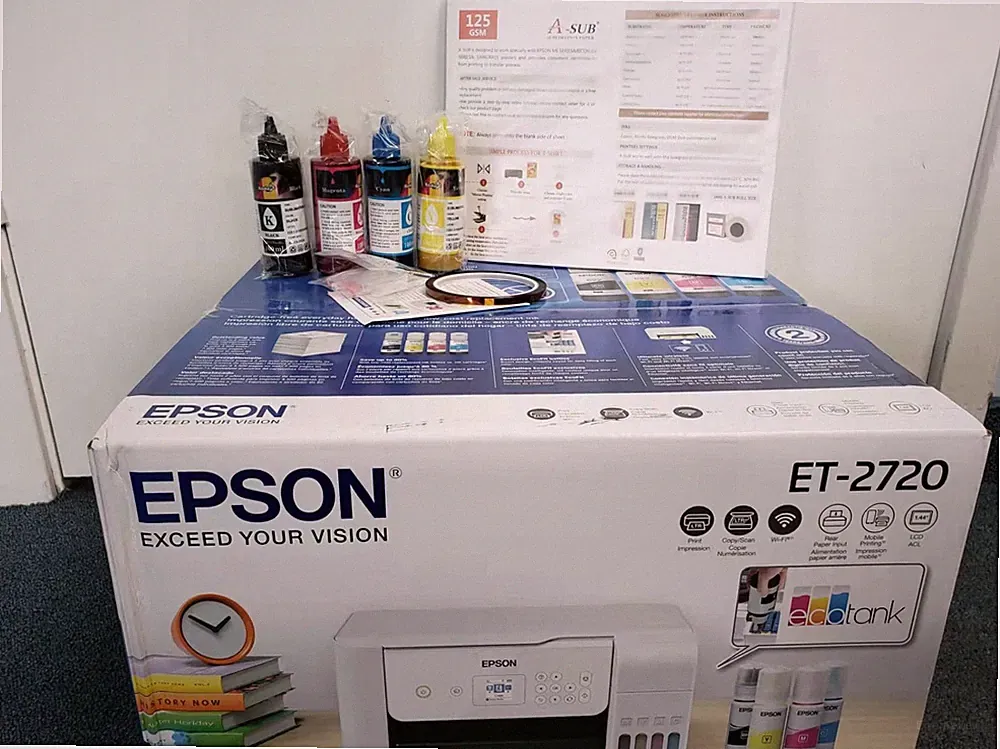 New Epson Printer With 4X100ml Sublimation Ink 110 sublimation Paper 2720 white