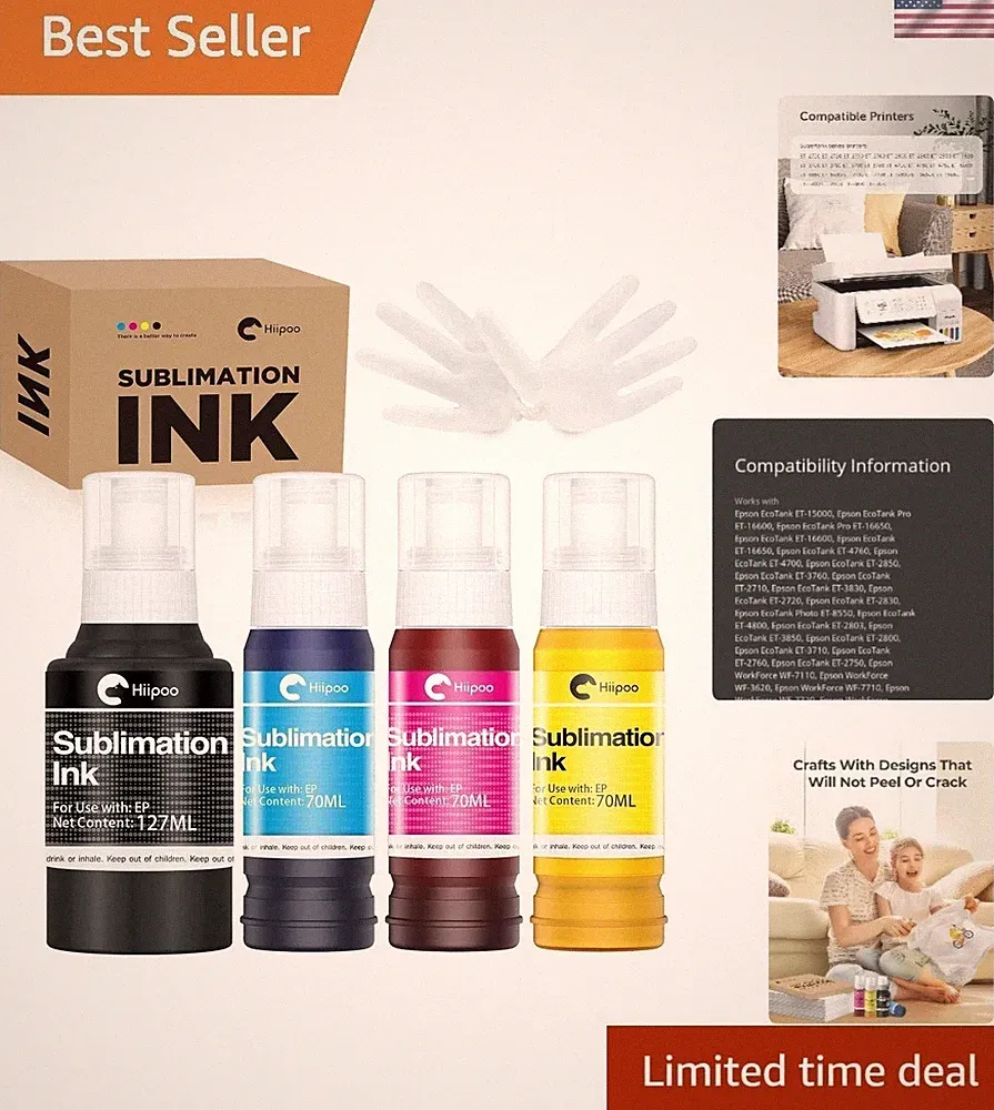 Professional Grade Sublimation Ink for Mugs & T-Shirts - Complete 4 Color Set