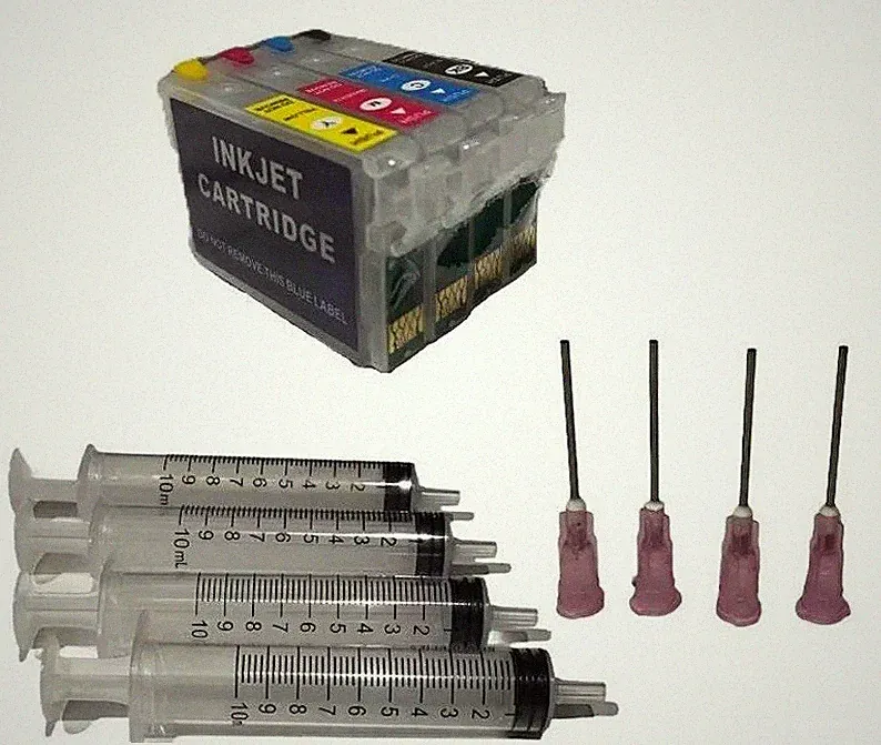 Refillable 252 Empty Ink Cartridge WF-7720 Printer & 4 Syringes Sublimation ink