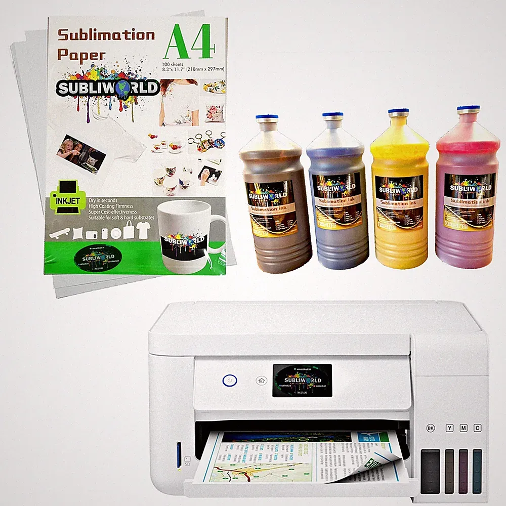 SUBLIMATION CONVERTED PRINTER BUNDLE LITER PACK & PAPER 100 SHEETS BUNDLE