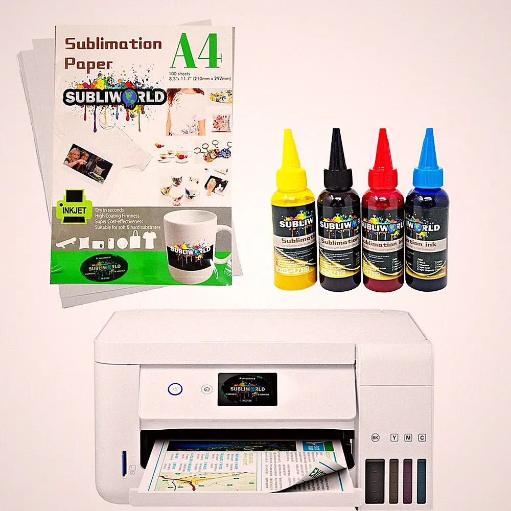 SUBLIMATION CONVERTED PRINTER BUNDLE SUBLIMATION INK SET PAPER 100 SHEETS BUNDLE
