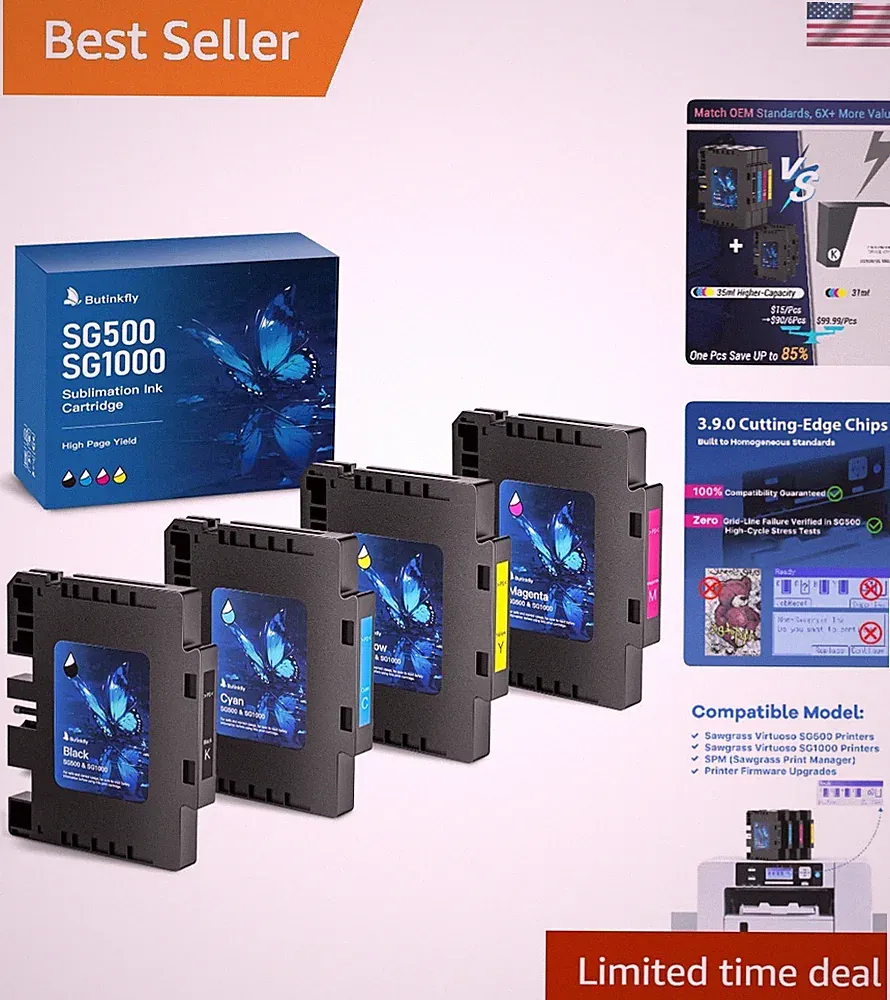 Sublimation Ink for Sawgrass SG500 SG1000, 4PK High-Viscosity Gel Ink