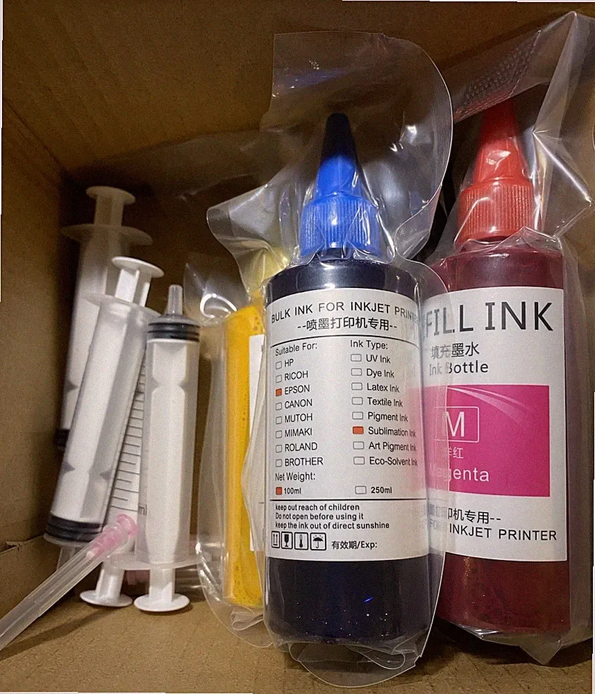 Sublimation Ink Refilled Bottles Work with WF7710 ET2760 ET2720 ET2803 ET2800