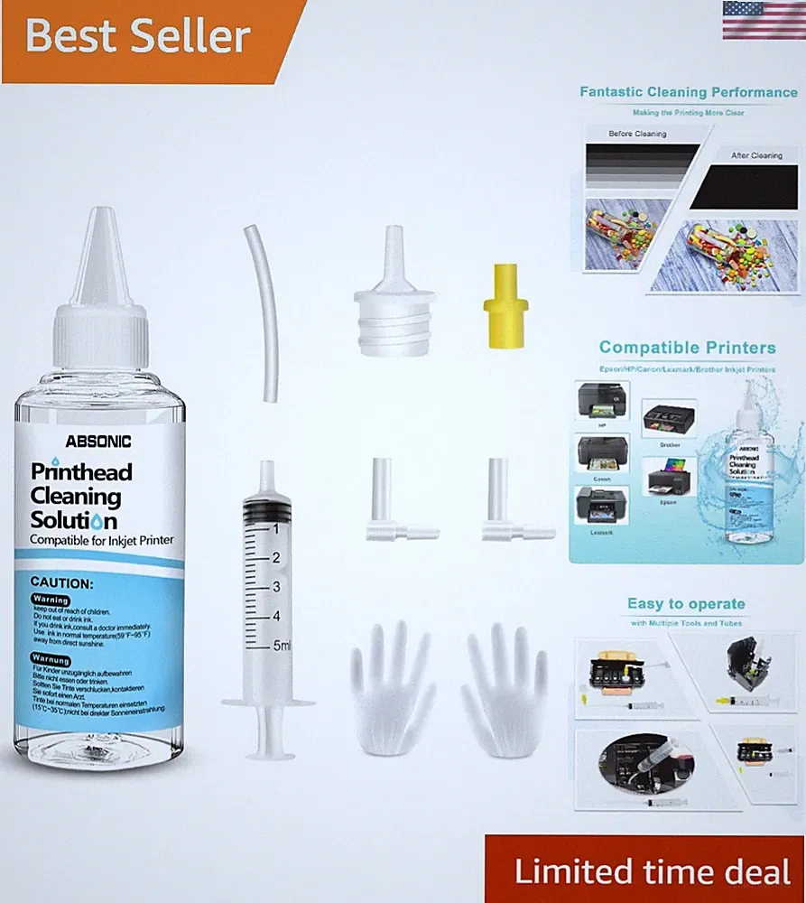 Versatile 100mL Printer Head Cleaner Kit - Maintain Epson, HP, and Canon Quality